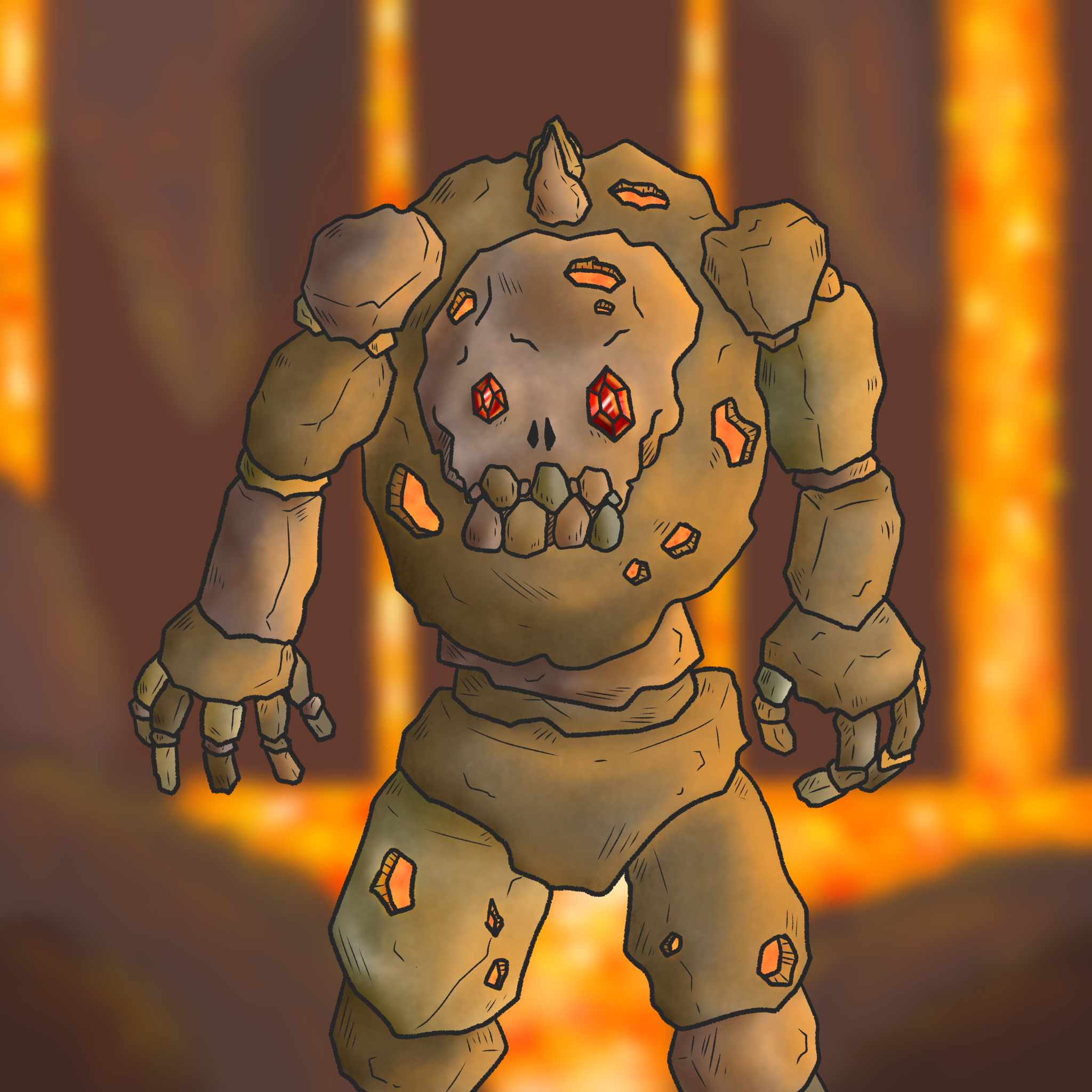 Un monstre de pierre des volcans avec des rubis à la place des yeux.