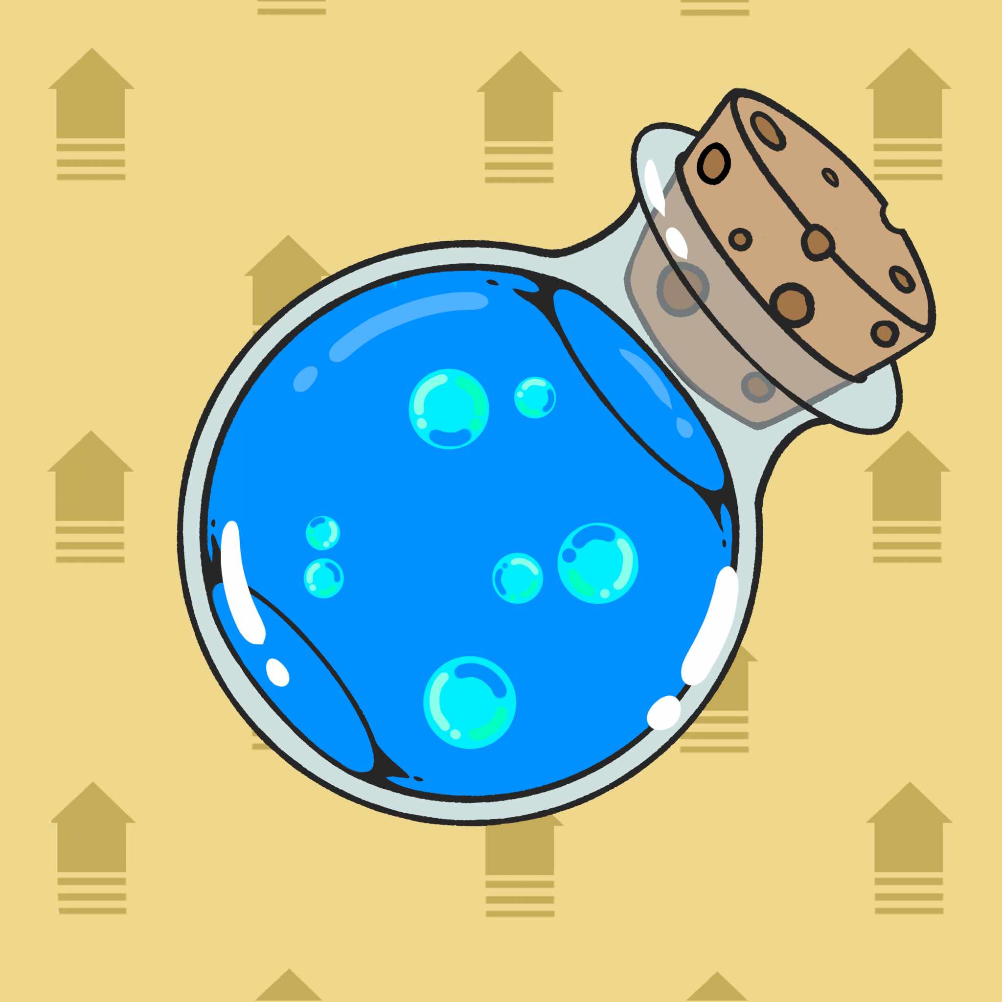 Une potion bleue avec des bulles aux effets de défense.